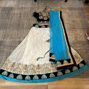 blue and white lehenga, perfect for garba/parties/wedding guest, worn once